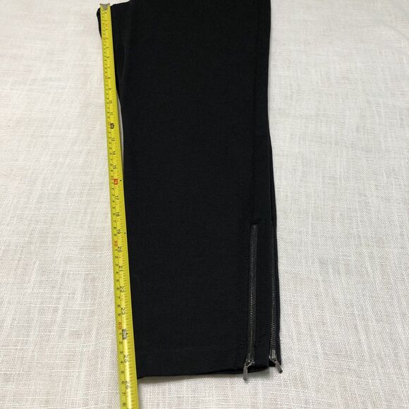 Eileen Fisher Black Zip Ankle Pants L Pull-On Ponte Knit Slim Stretch Minimalis - Picture 13 of 16